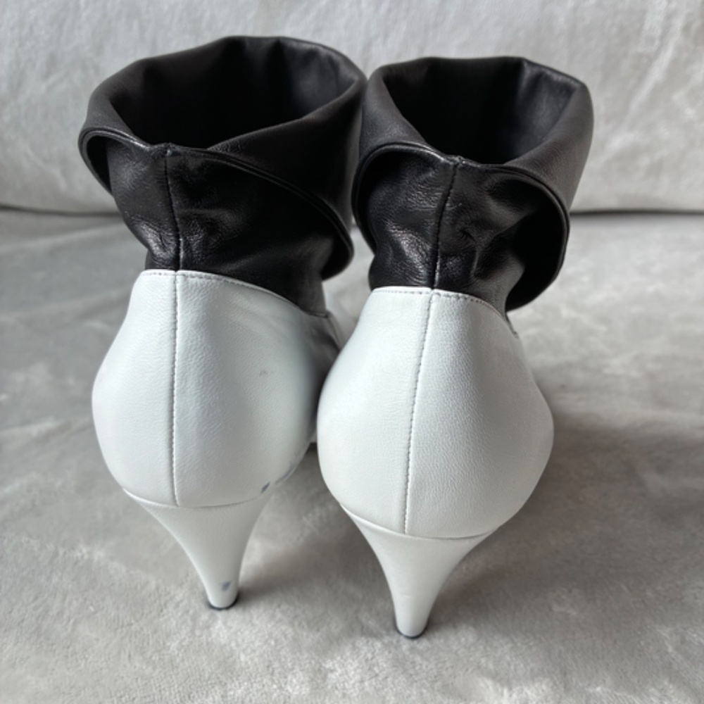 Super Soft Black & White Nappa Leather Fold Over Ankle Boots 39.5/9 -NWD - Picture 3 of 16